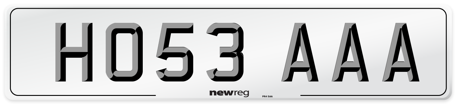 HO53 AAA Number Plate from New Reg